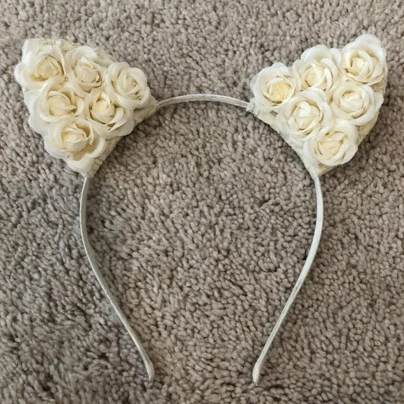 NWOT Kids' Women's Cat Ears Headbands (2) with 3 Soft Plush Scrunchies - Picture 5 of 9